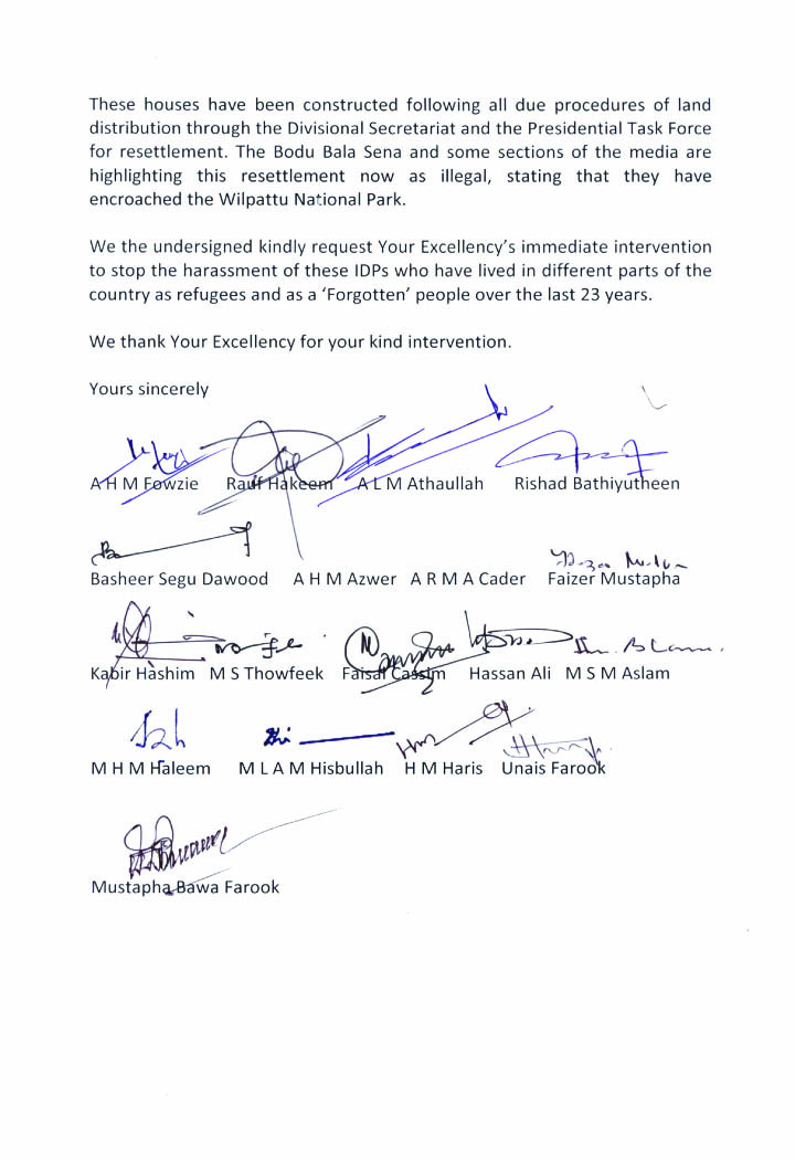MPs Letter to H E2