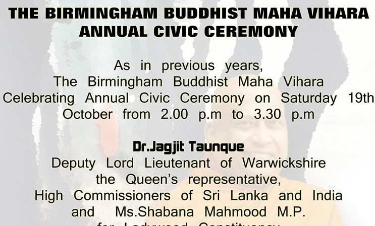 Annual Civic Ceremony – Birmingham Buddhist Maha Vihara